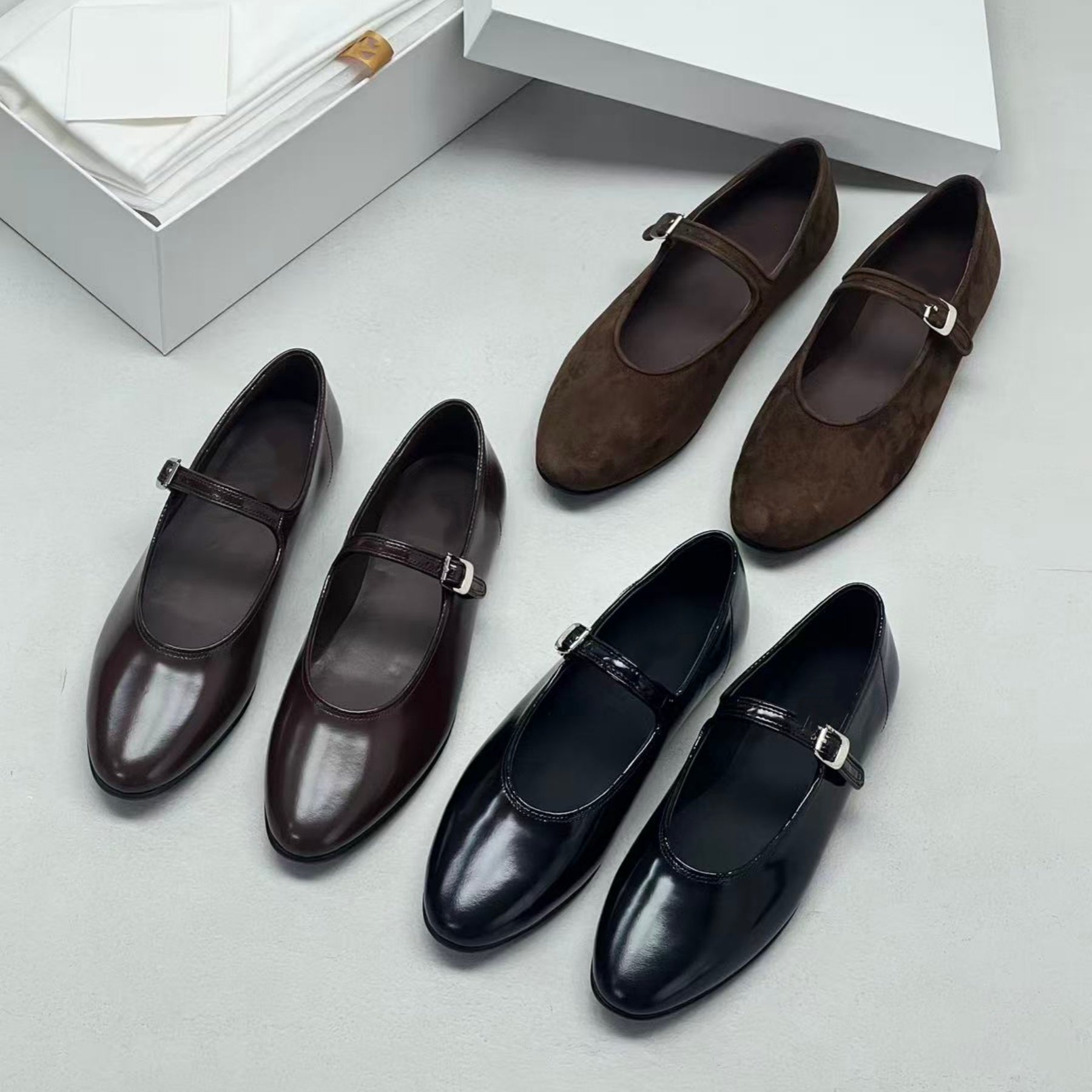 2026新款法式复古风一字扣带玛丽珍鞋女真皮平底浅口通勤单鞋,女鞋,玛丽珍鞋,淘宝优惠券,粉丝福利购,淘宝优惠卷