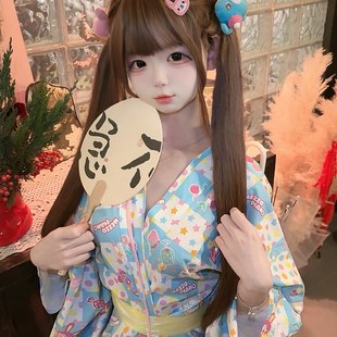mp「浴衣」柴呼呼家樱花可爱女儿服洛丽塔和服纯棉少女Lolita