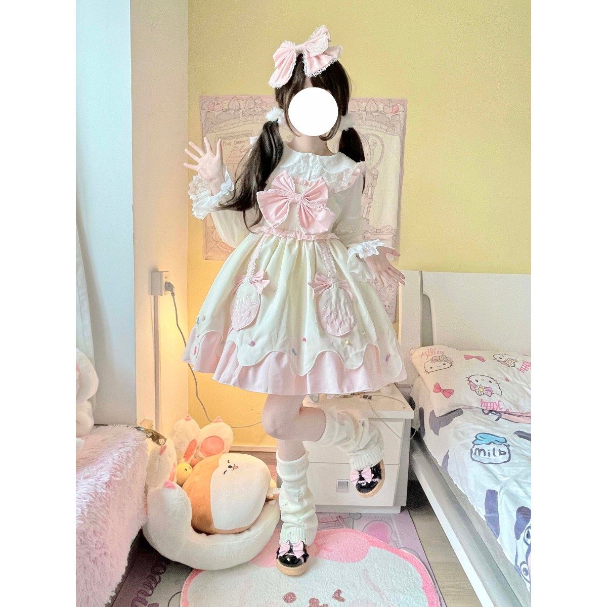 （奶油草莓）柴呼呼原创设计可爱甜美Lolita裙洛丽塔连衣高腰外套