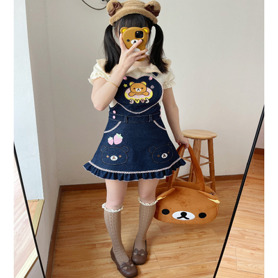 原创款【小熊甜甜圈】柴呼呼软妹可爱小个子女儿服背带礼物正版