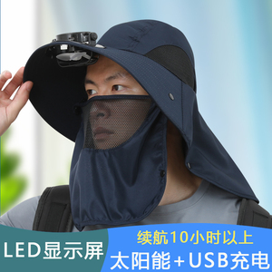 柔迪诗户外遮阳风扇帽太阳能充电