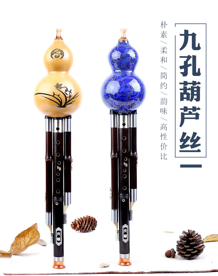 尚诚天然紫竹九孔葫芦丝乐器初学成人c调降b调专业演奏型胡芦丝