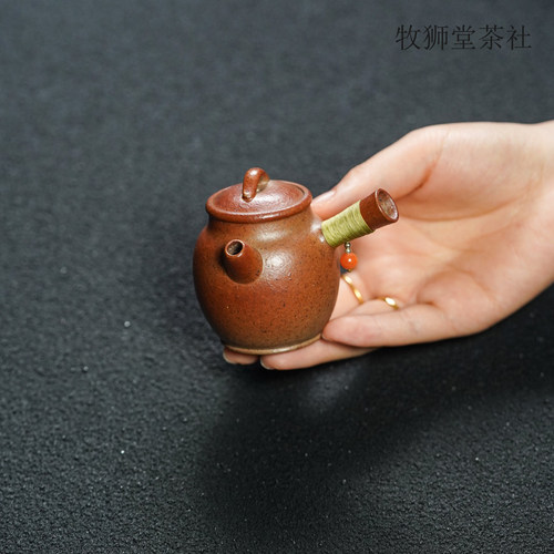 牧狮堂手工侧把唐宇执壶75cc原矿上乘黄金段宜兴紫砂壶功夫泡茶具