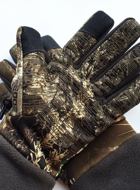 出口仿生树叶迷彩新雪丽内衬防泼水防滑骑车户外狩猎运动男款手套