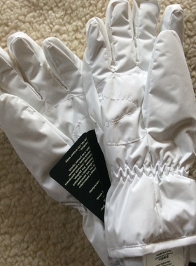 出口3M Thinsulate防泼水防风保暖滑雪骑行男女时尚白色分指手套