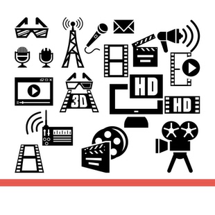 电影元素图标图案墙贴画影视文化传媒公司艺术表演学校装饰墙贴纸