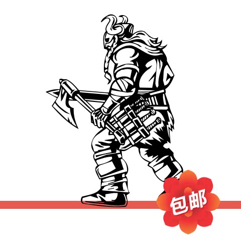 勇士维京战士墙贴画北欧海盗防水海报玻璃镂空自粘装饰背景墙贴纸