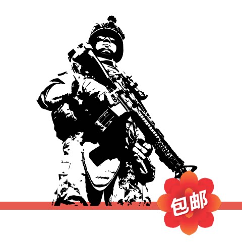 狙击手特种士兵墙贴画特种部队军事迷游戏网吧镂空装饰背景墙贴纸