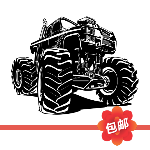 吉普四轮越野车图案墙贴画jeep全地形皮卡玻璃门窗镂空装饰墙贴纸