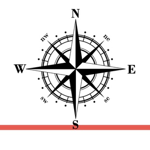 罗盘指南针方位指针汽车艺术墙贴画贴花黑色玻璃门镂空装饰墙贴纸