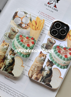 拼贴ins猫咪手机壳原创菲林全包适用于苹果13iPhone12pro华为p40