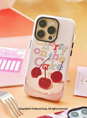 ProfessorTang 原创美式复古樱桃蛋糕适用iPhone16promax手机壳韩国菲林壳二合一苹果15XSmax手机壳小众艺术