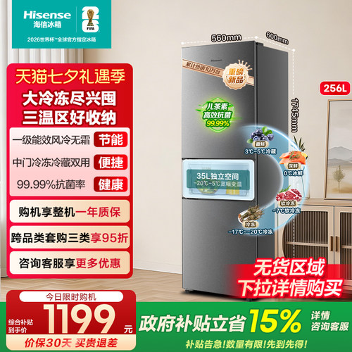热卖5万+海信256L一级节能小冰箱