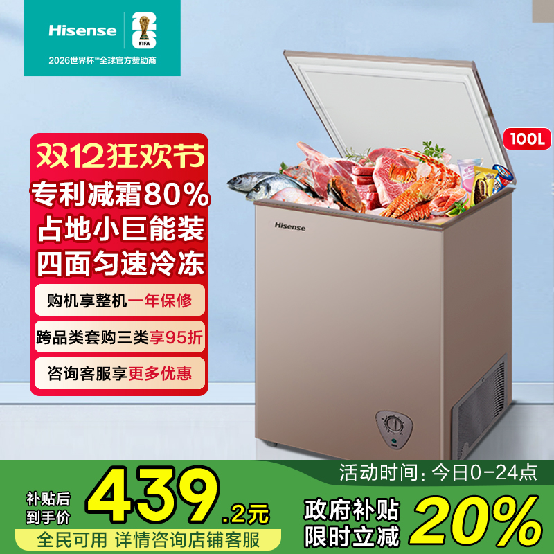 囤鲜海信冰柜小型冷藏冷冻卧式