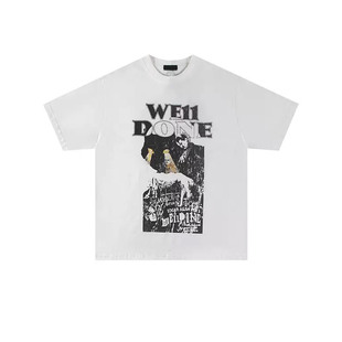 fogxx vintage鹿晗同款小众潮牌卡通涂鸦字母印花短袖情侣T恤男女