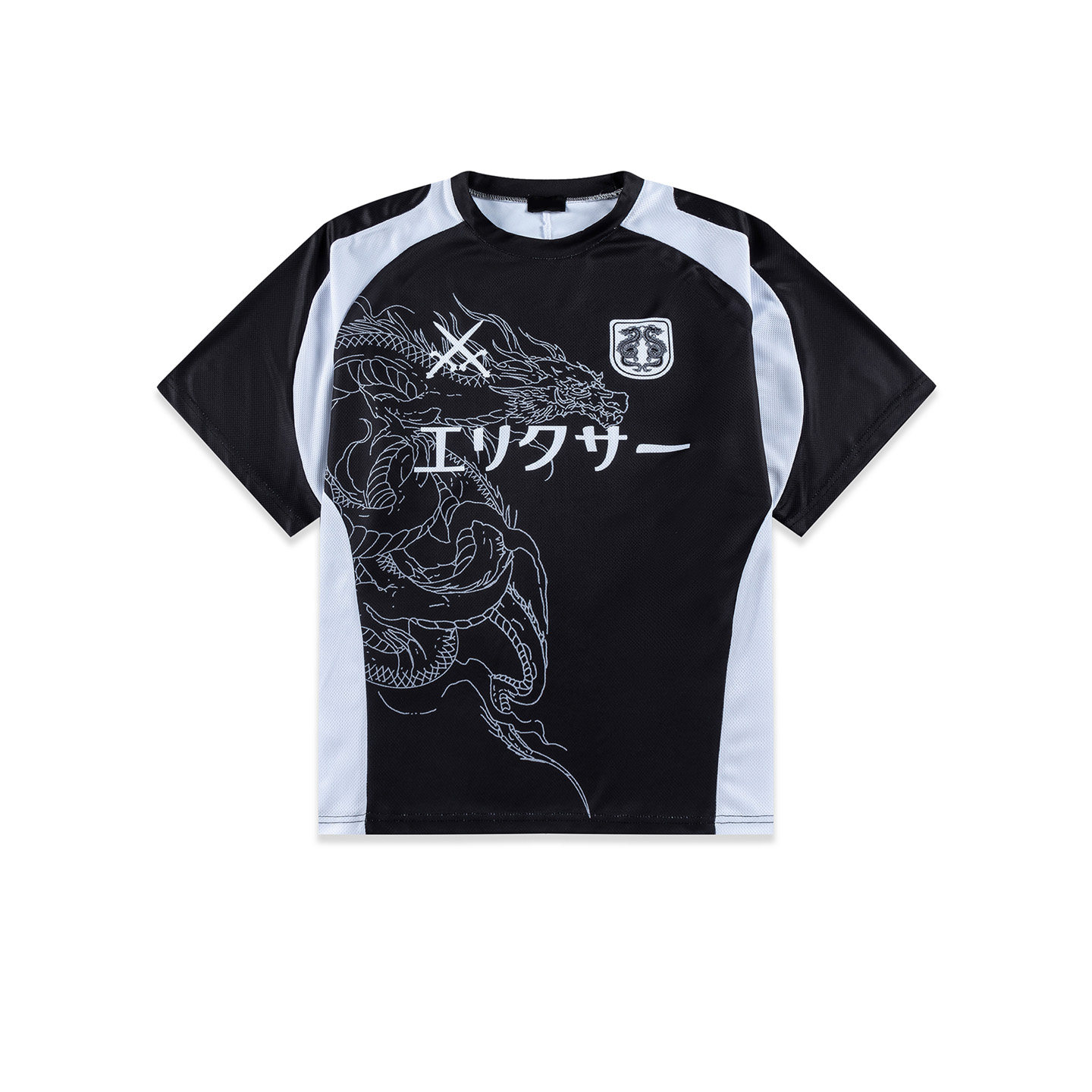 fogxx vintage日系街头龙纹运动足球衣短袖球服美式速干t恤世界杯