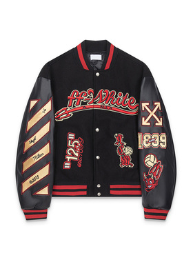 FOGXX VINTAGE联名款重磅刺绣潮牌美式OW高街夹克棒球服外套秋冬