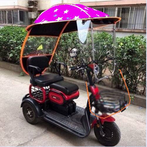 老年电瓶车雨棚防晒双人后座