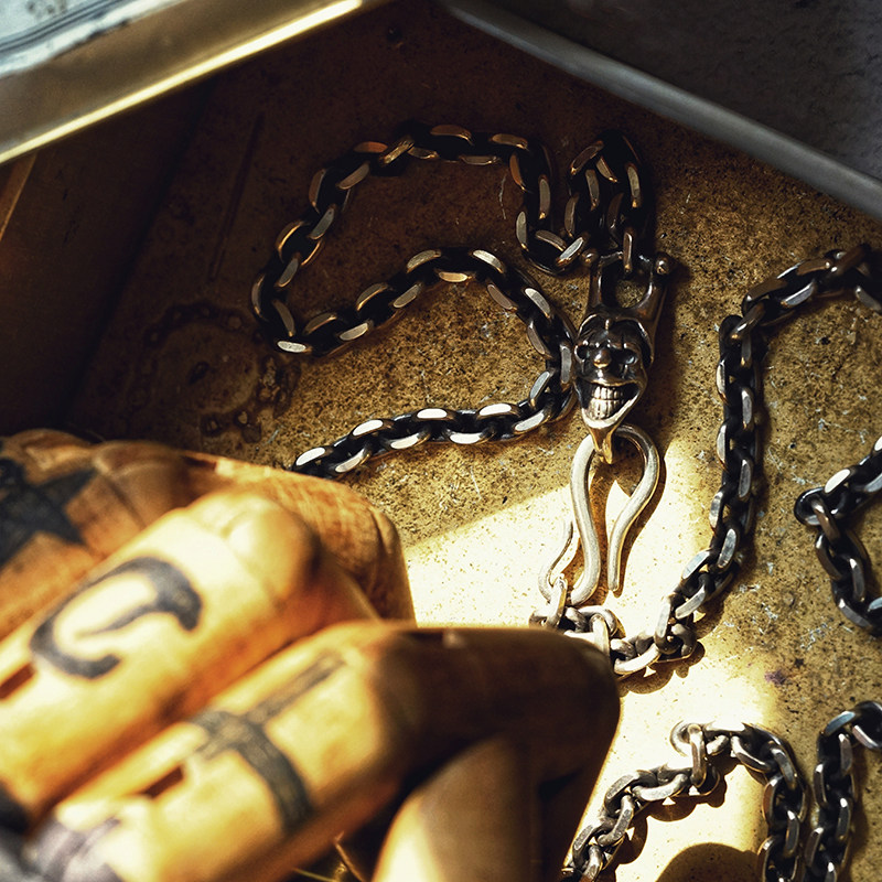 渡鸦欧美太角链小丑手工项链纯银