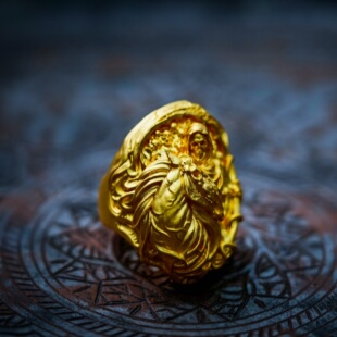 渡鸦工作室原创专属欧美暗黑 戒指哥特死神手工24K足金饰 领主