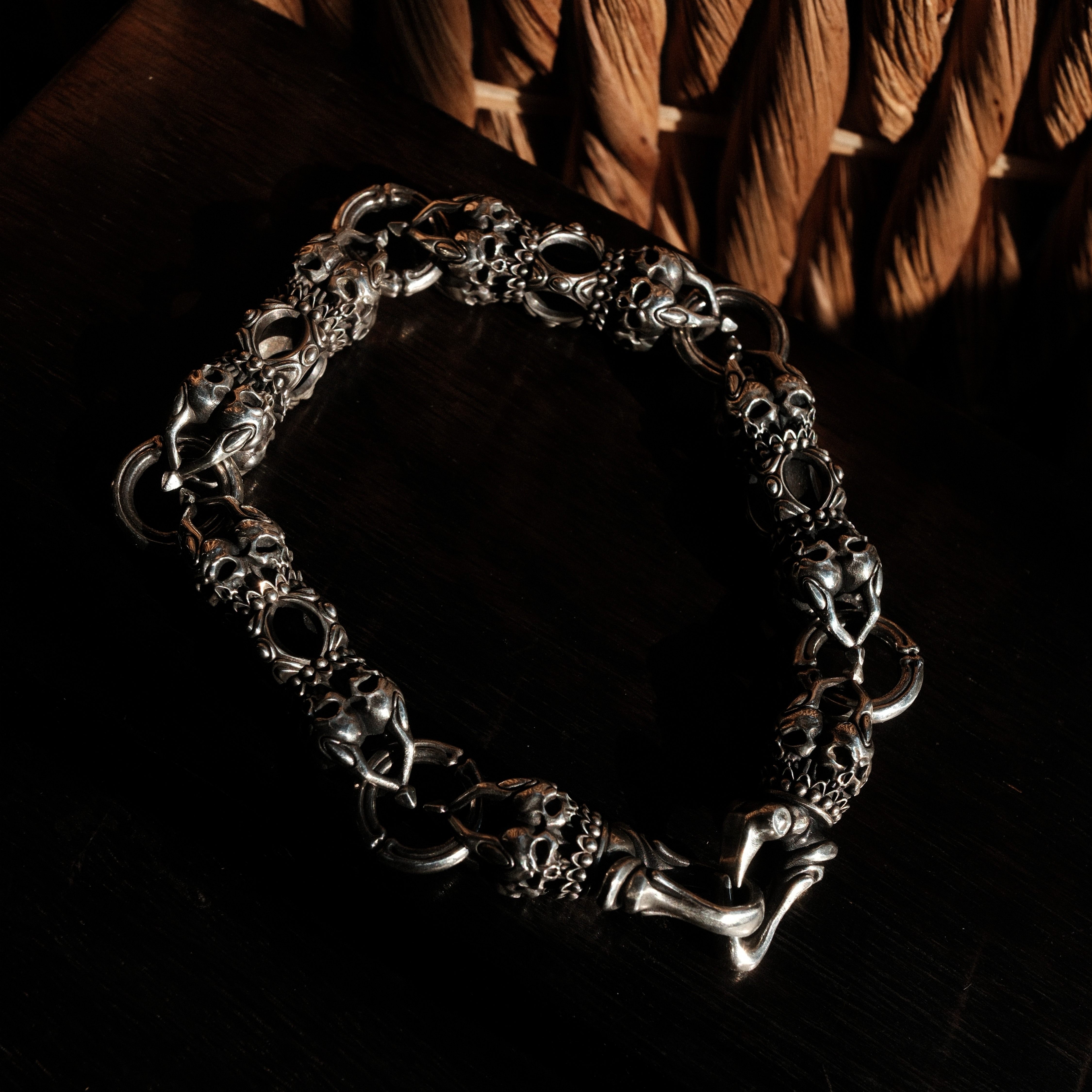 渡鸦默物系列原创降魔金刚杵手链925银手工藏式文玩首饰国潮饰品