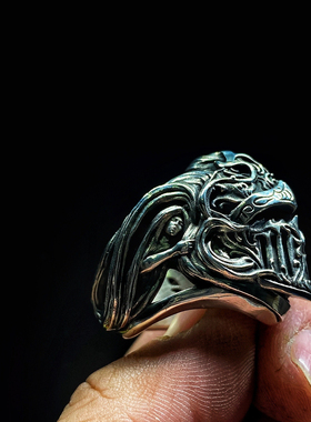 渡鸦原创骑士盔甲925银手工戒指