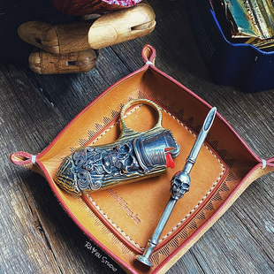 渡鸦工作室骷髅压棒烟斗工具配件压烟棒镂空底座纯银烟具防熄火