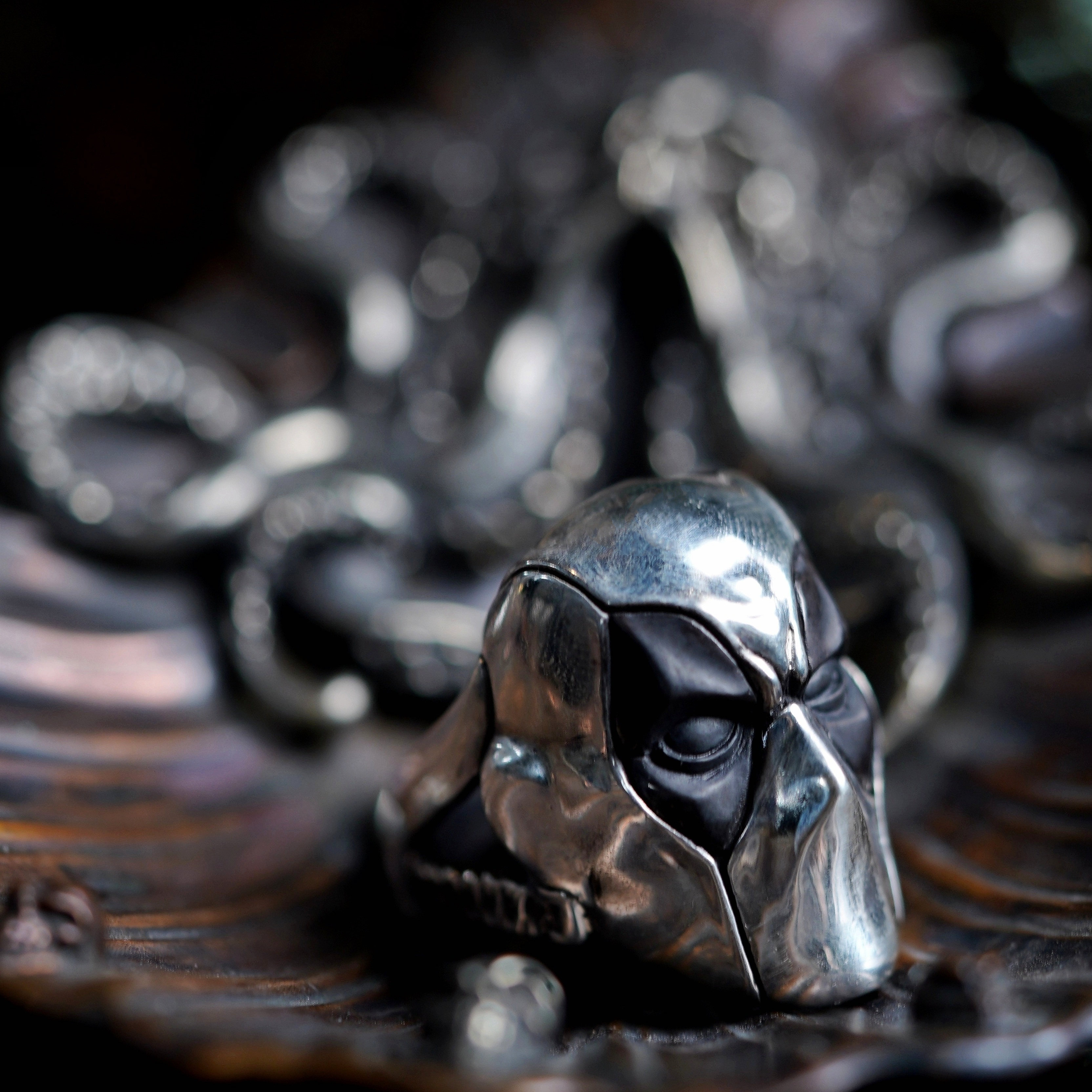 渡鸦欧美漫威死侍手工纯银男戒指