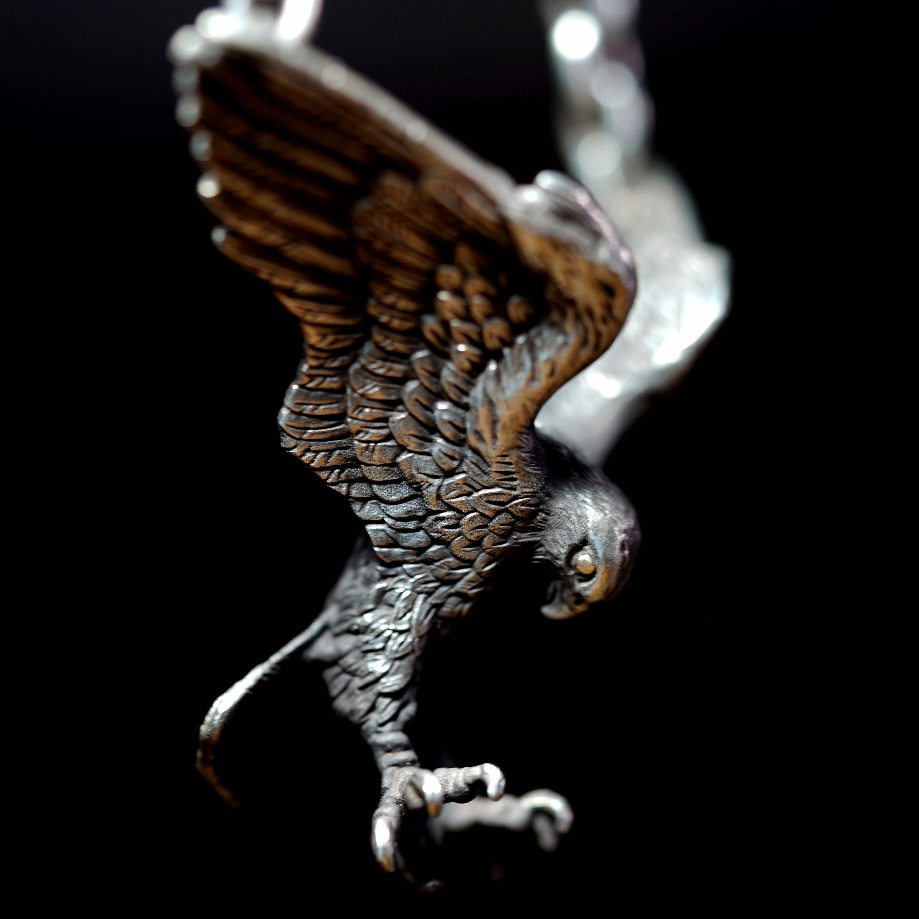 渡鸦原创欧美手工纯银做旧隼项链