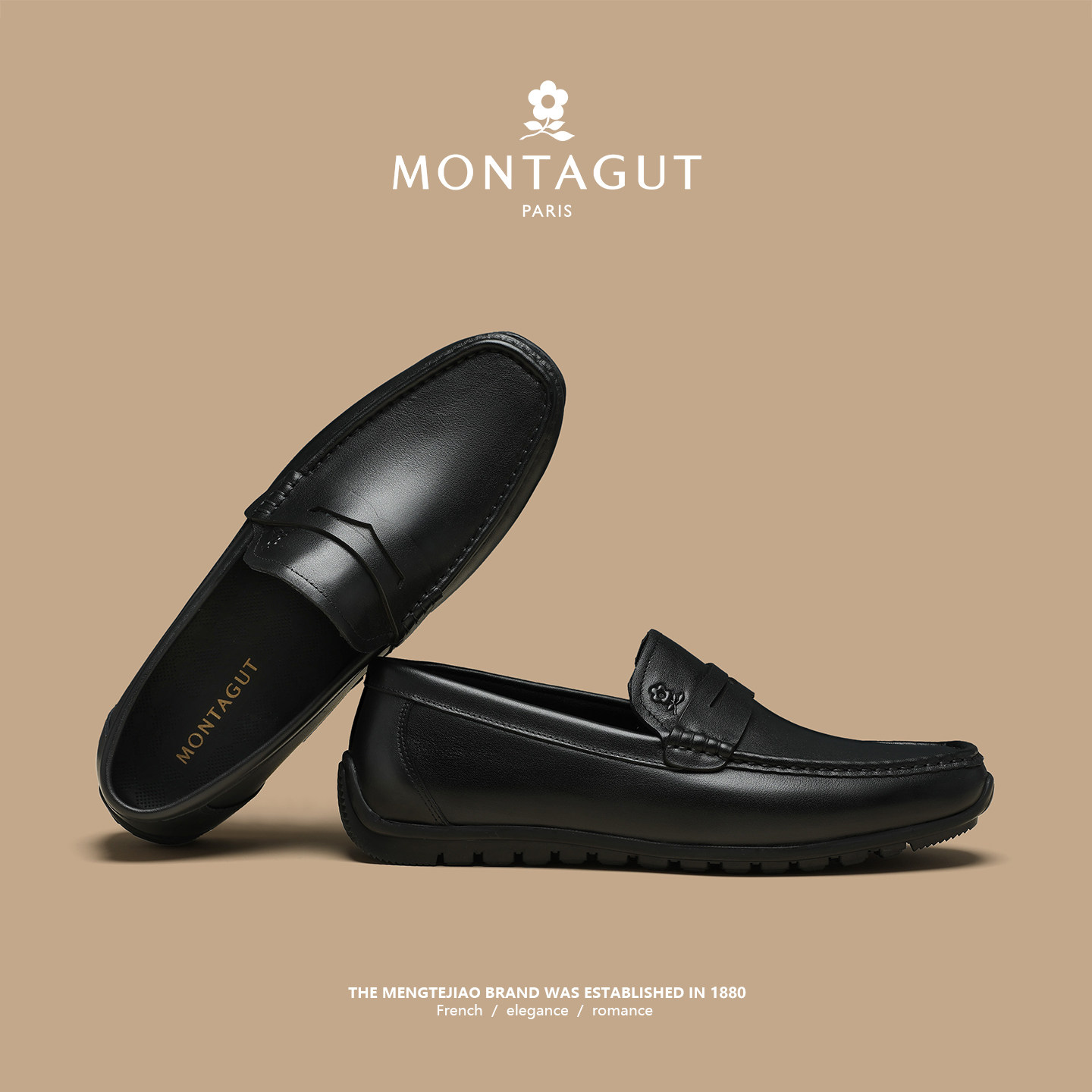 梦特娇一脚蹬男鞋春季软底舒适开车休闲豆豆鞋黑色真皮商务皮鞋男,流行男鞋,休闲皮鞋,淘宝优惠券,粉丝福利购,淘宝优惠卷