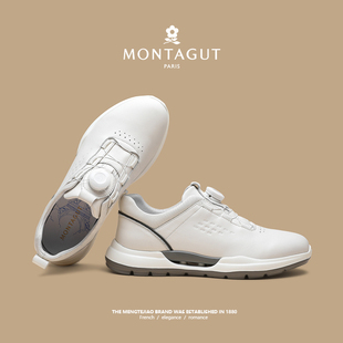 梦特娇时尚通勤男鞋春季2026新款软底真皮休闲运动白鞋都市风潮鞋