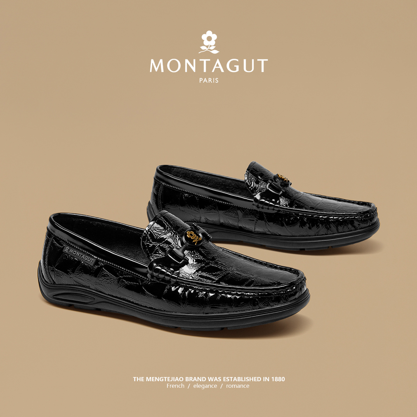 梦特娇官方旗舰头层牛皮乐福皮鞋