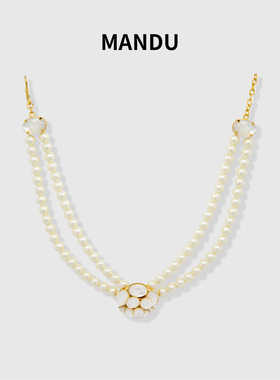 铜合金仿珍珠吊坠 珍珠项链 法式时尚气质百搭贵气白金色珍珠项链