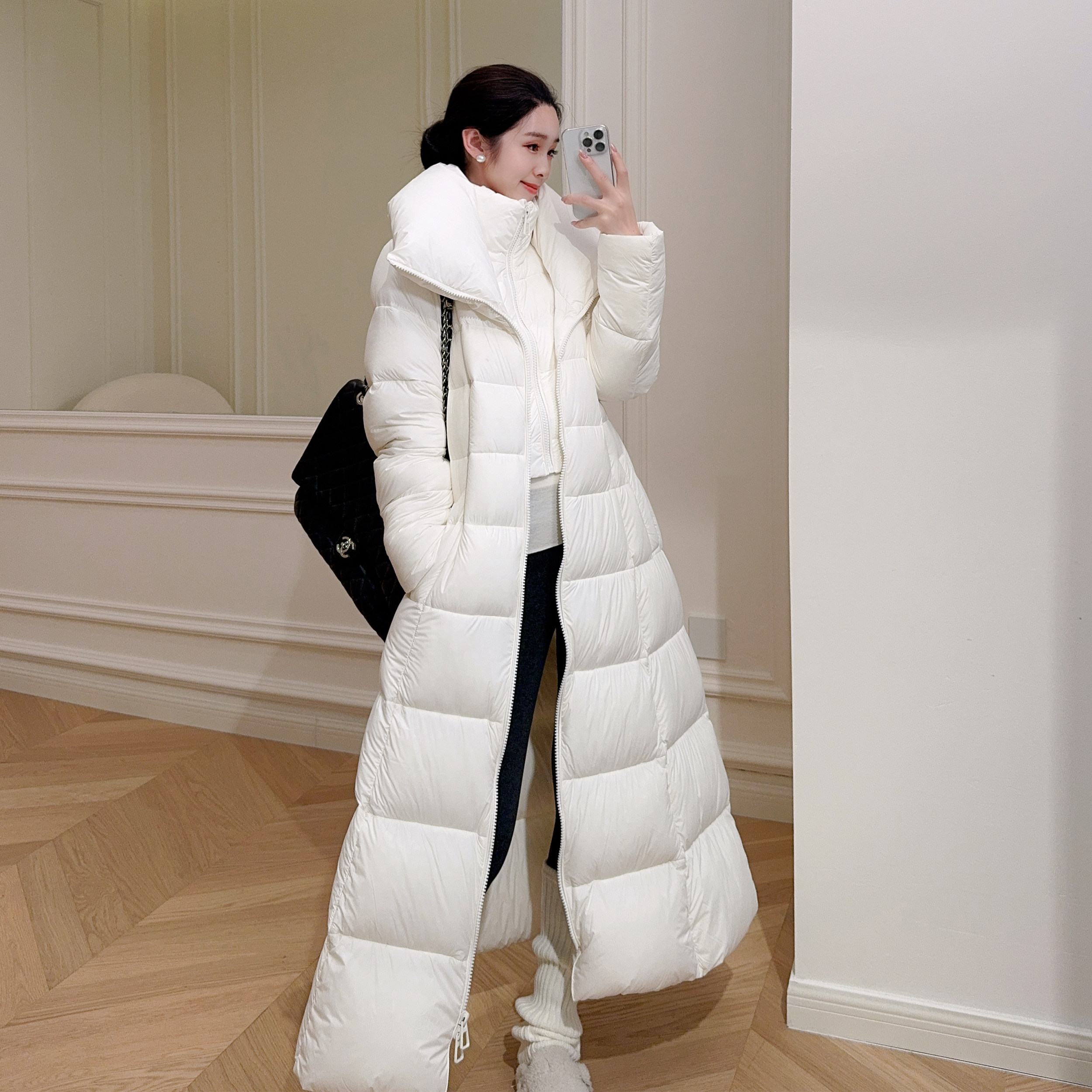 嫚渡|2025秋冬高定款假两件设计感长款纯色长袖宽松时尚鹅绒服