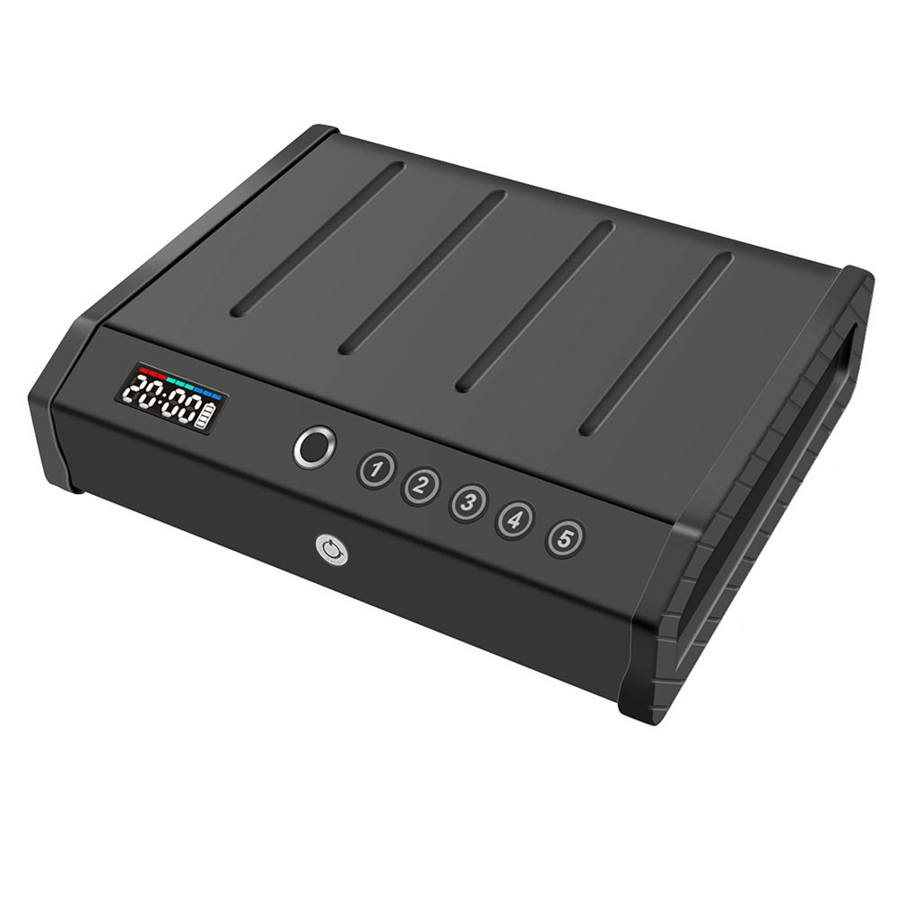 指纹密码钥匙便捷式手枪盒显示屏时间电量家用小型翻盖安全保险箱
