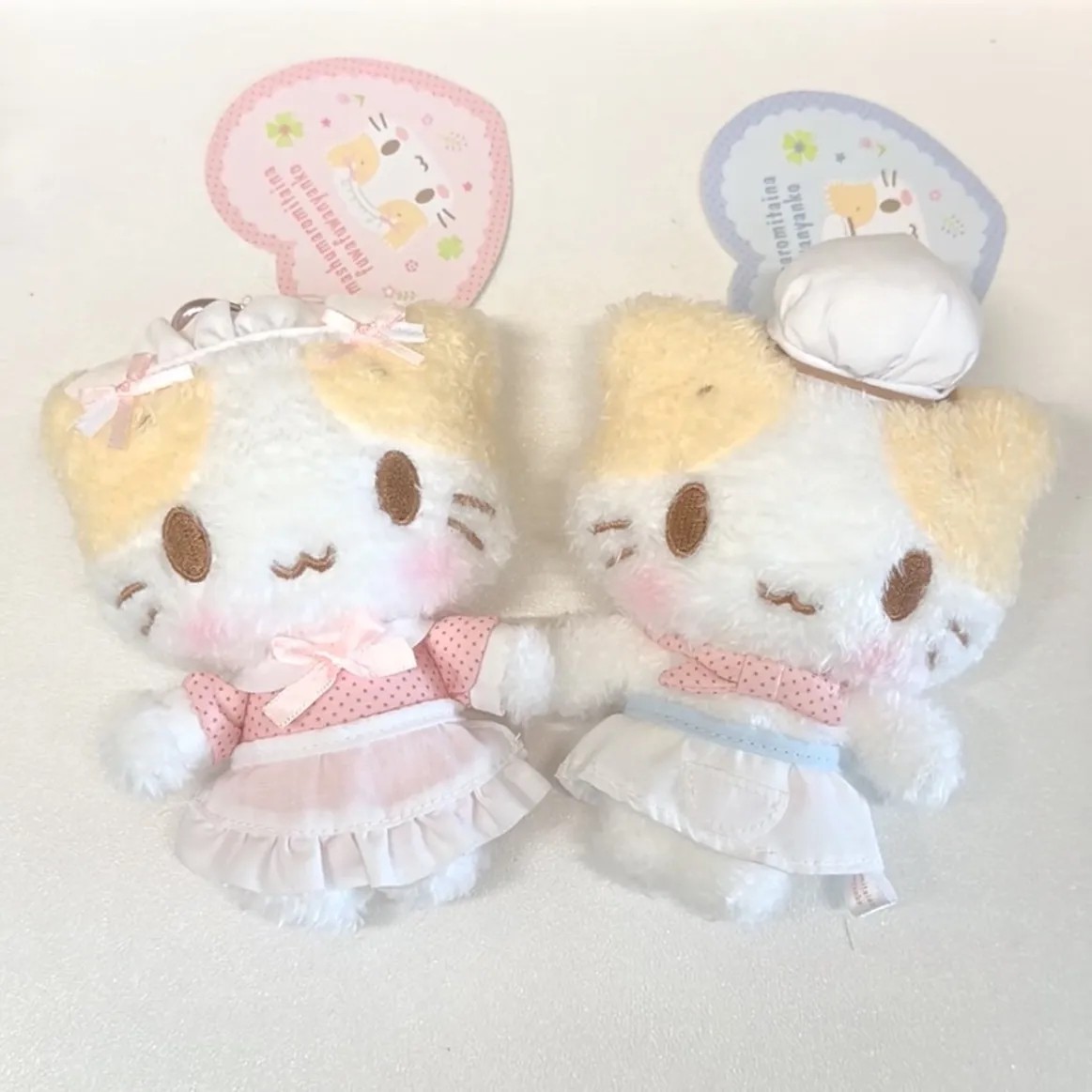 日系可爱NIC三丽鸥同款棉花糖猫女仆厨师爱心扣毛绒挂件包包挂饰