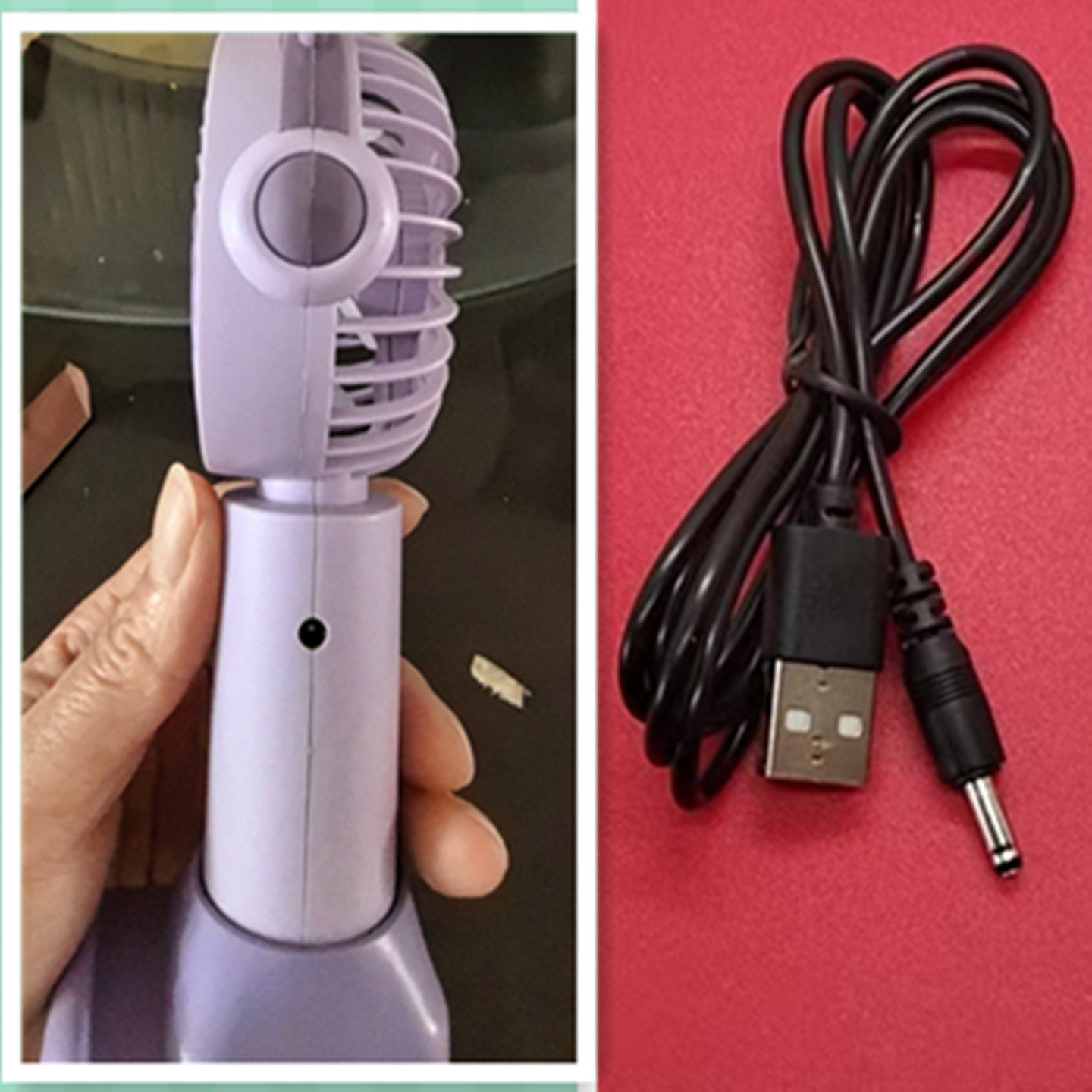 手持小风扇充电线圆孔圆头电源线充电器1米USB5V 转接DC3.5一体