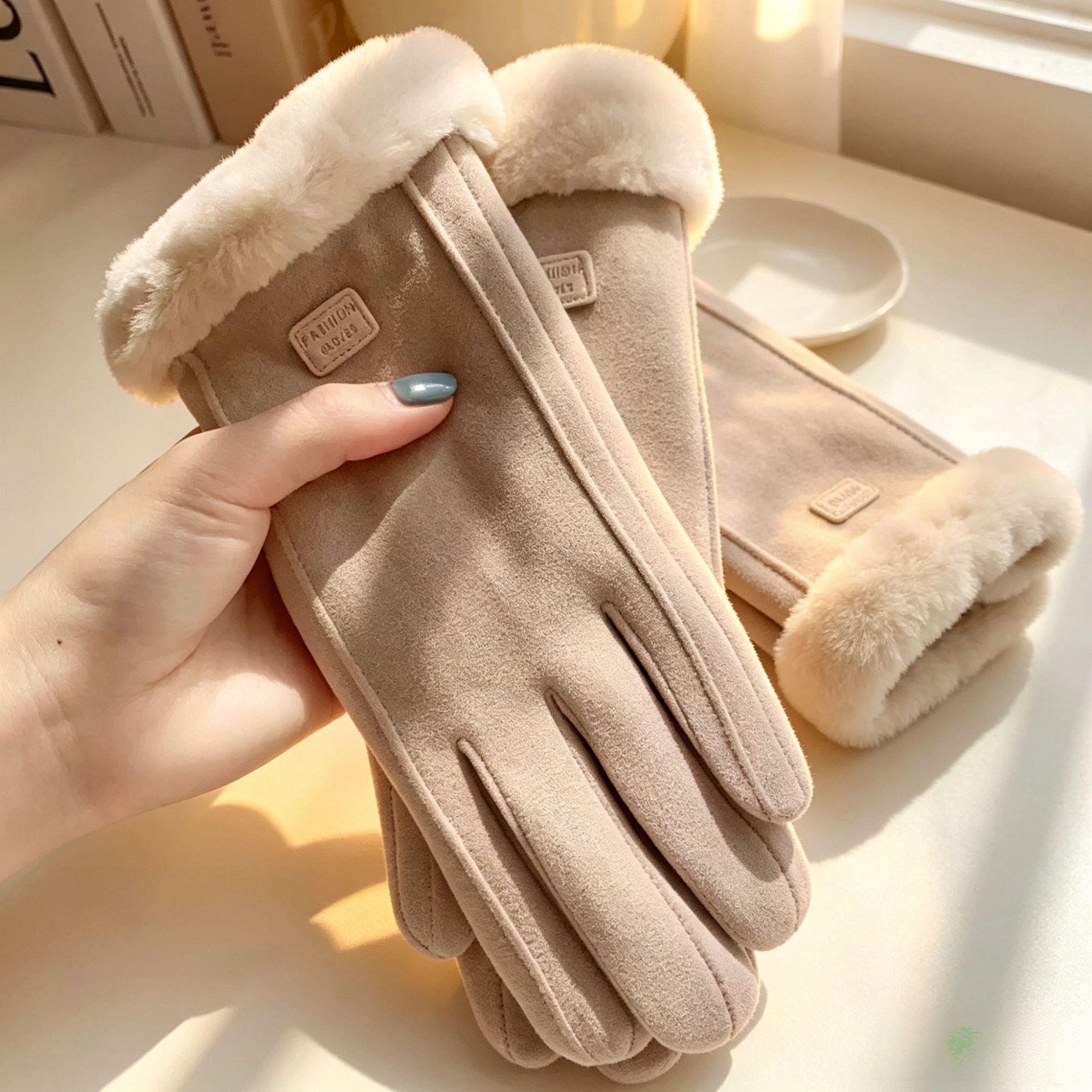 冬季成人保暖手套女生加绒加厚毛口防寒保温开车骑行运动触屏手套