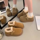 女2025新款 秋冬季 乐福鞋 厚底加绒豆豆勃肯鞋 博肯棉鞋 子保暖雪地靴