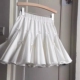 大码 蝴蝶结白色蓬蓬半身裙女显瘦蛋糕裙春夏松紧腰高腰A字短裙子