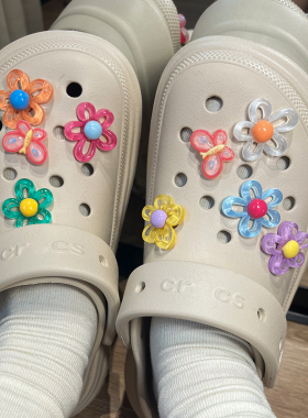 适配crocs泡芙鞋花卡骆驰diy花朵2025云朵可爱鞋配饰骨洞洞鞋白色