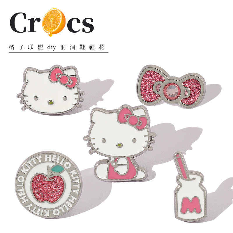crocs泡芙鞋花diy高级感金属骨白图片