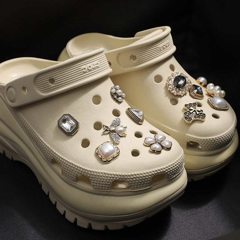 洞洞鞋配饰鞋花crocs骨白色金属图片