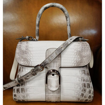 真皮包女士2025新款高级感单肩斜挎手提包喜马拉雅白鳄鱼皮沙漏包