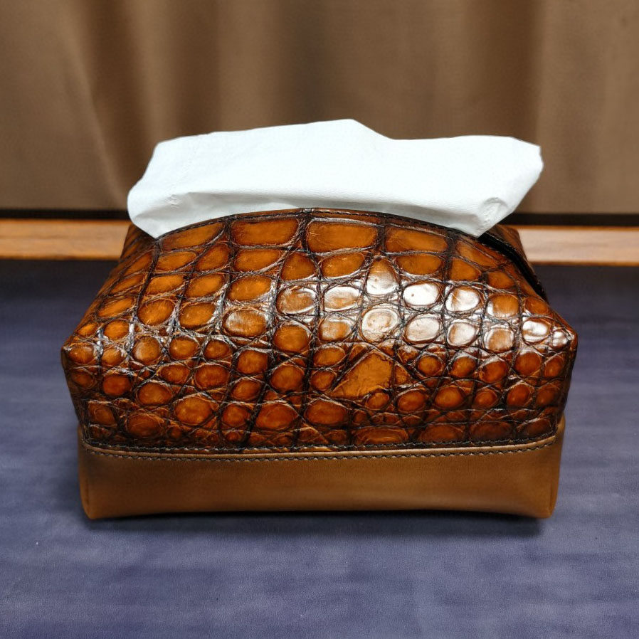 纸巾盒客厅高档轻奢创意家用纸抽盒餐巾纸盒子擦色鳄鱼皮抽纸盒