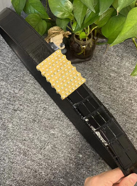 新款水钻平滑扣鳄鱼皮高档男士皮带真皮商务休闲潮腰带带宽3.8cm