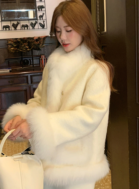 GHJOD studio 冬日暮雪 进口狐狸毛羽绒内胆羊毛呢年轻款皮草外套