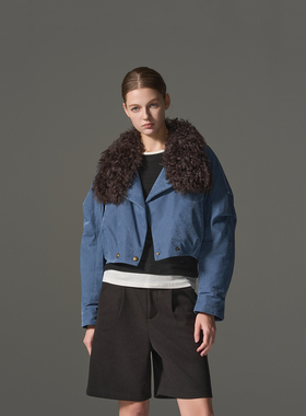 GHJOD studio 漠野暖绒 胎羊卷皮毛一体毛领90白鹅绒皮草羽绒派克