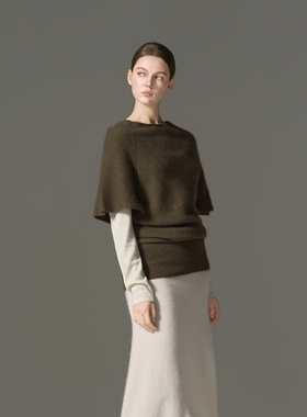 GHJOD studio 重磅“软黄金”山羊绒&羊毛气质蝙蝠袖针织衫套装女