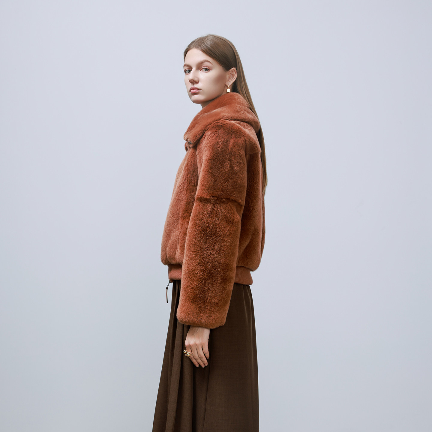 GHJOD宽松保暖獭兔毛皮草外套女